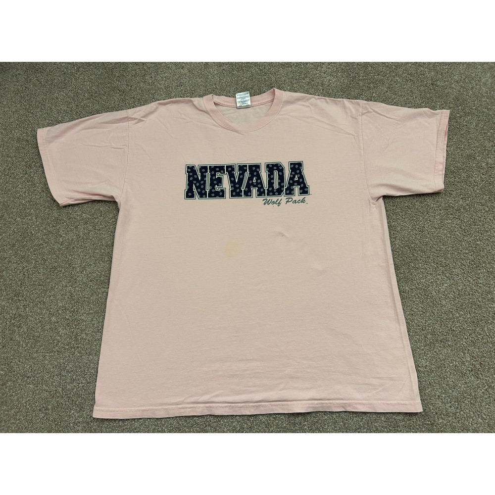 University Nevada Wolf Pack T-Shirt Mens XL Pink Fair Graphic Tee Short Sleeve